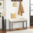 27 Inch Wide Rectangle Ottoman Bench, Beige Linen Look Fabric Footstool with Solid Wood Frame, Upholstered Accent Bench for Living Room, Bedroom, Entryway
