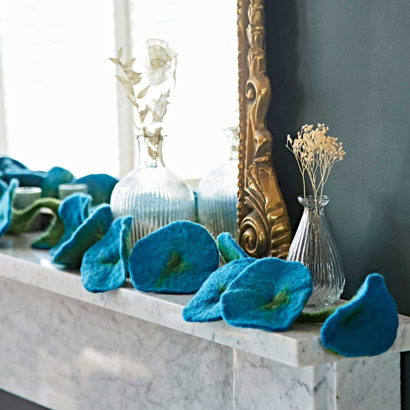 Felt Flower Garland, Turquoise