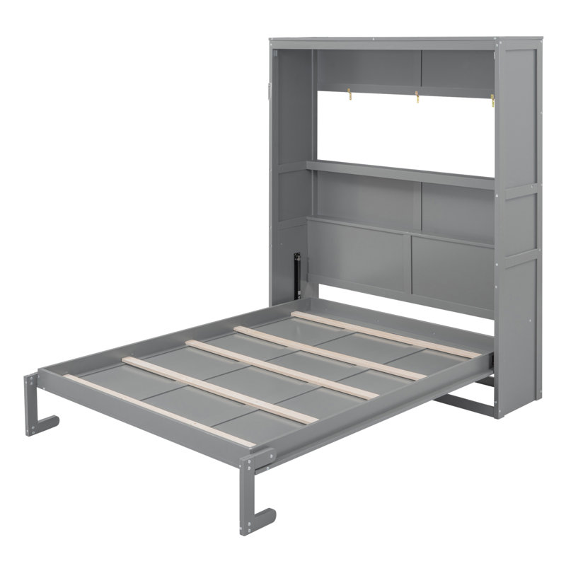 Grand lit escamotable mural avec tablettes