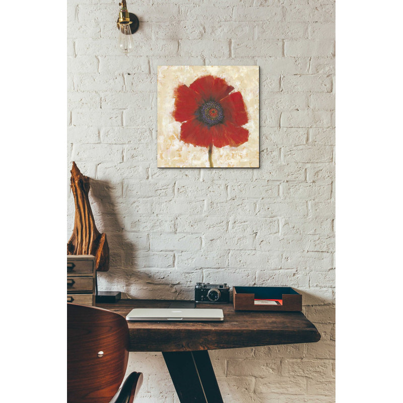 «Red Poppy Portrait II» par Tim O'Toole, art mural en verre acrylique, H 12 po x l 12 po x P 0,13 po