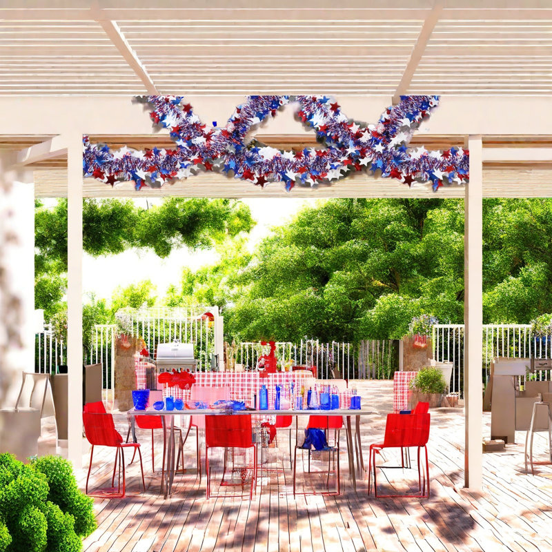 4 juillet décorations, décor patriotique scintillant 50 pi