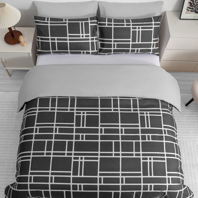 Premium Reversible Duvet Cover Set with Zipper Closure and Corner Ties, Super King Duvet Cover Set + 2 StandardPillowcases