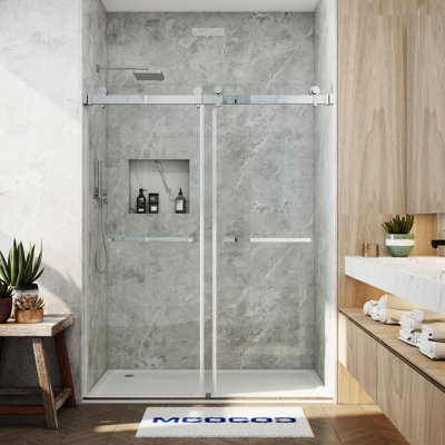Opal Mirage MCOCOD 56-60" W x 76" H Double Sliding Frameless Smooth Sliding Shower Door with 3/8" (10mm)Clear Glass