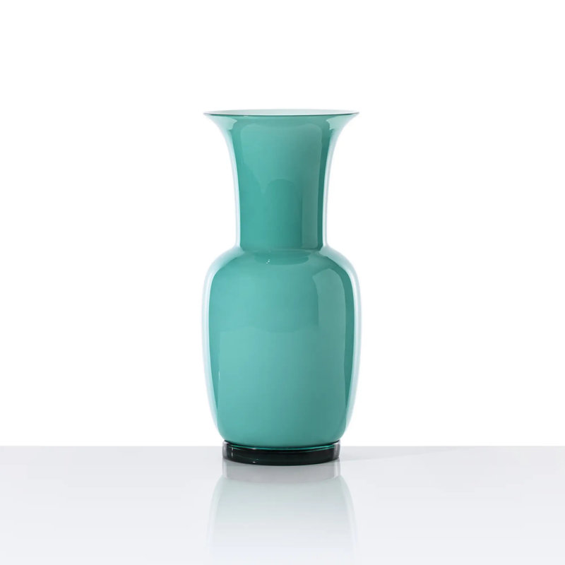 Venini Opalino Vase, 14.17" H x 6.69" W x 6.69" D, Straw Yellow