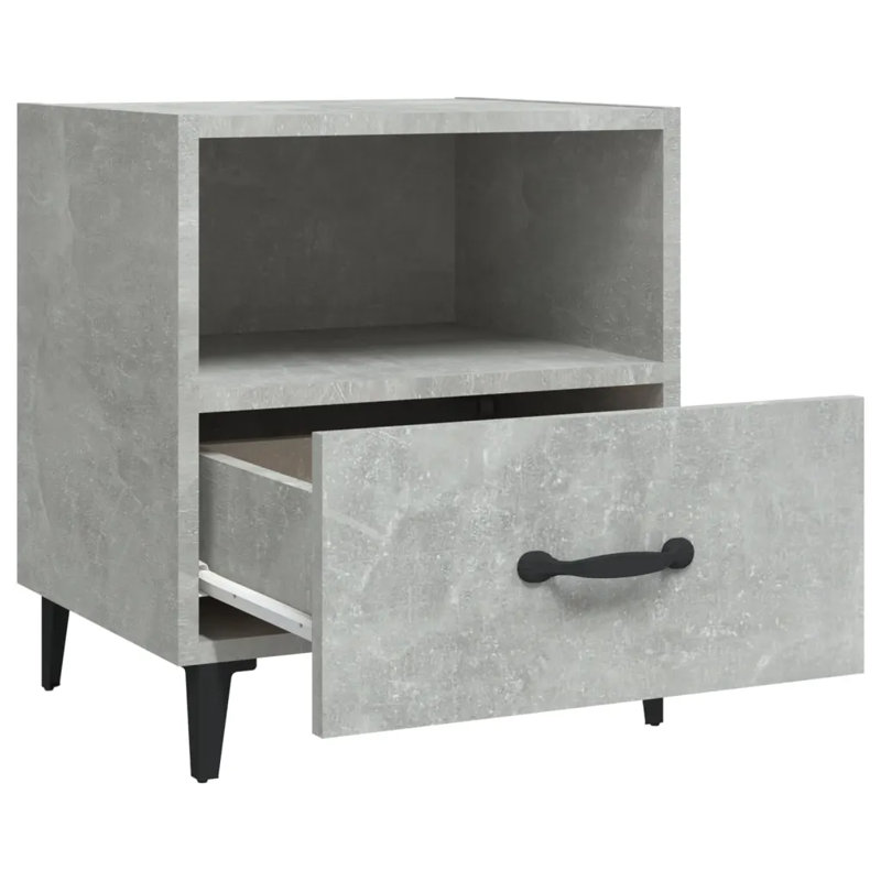 Linita Manufactured Wood Bedside Table, Concrete Grey