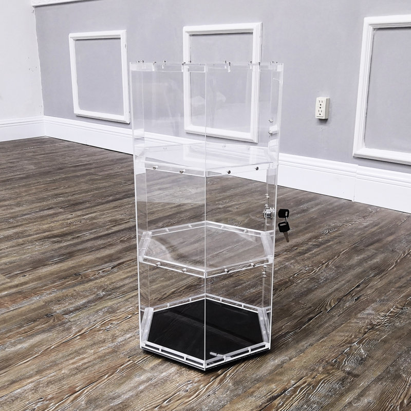 Clear Plexiglass Acrylic Spinning Cabinet Display Case for Jewelry, Cell Phone Valuable