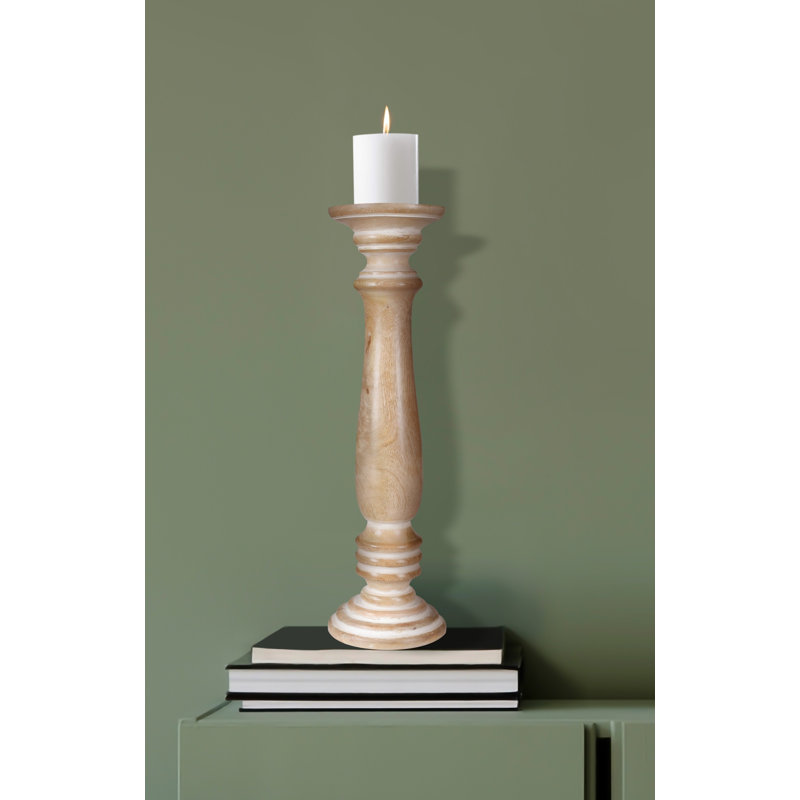 A1787N Holders Wood Tabletop Candlestick, 31cm H x 13cm W x 13cm D