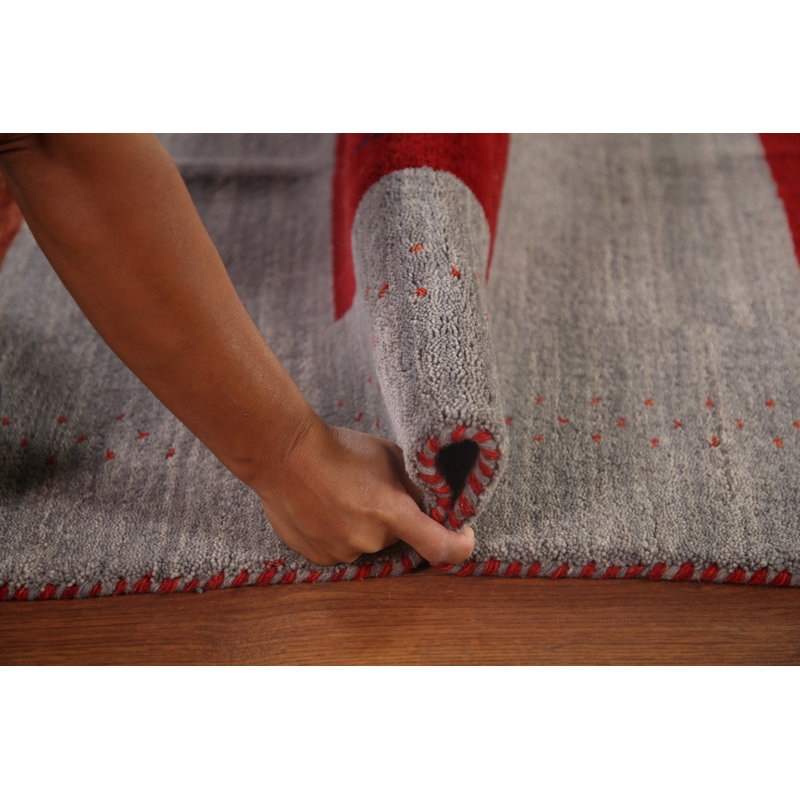 Tapis oriental rayé Gabbeh 8 x 10