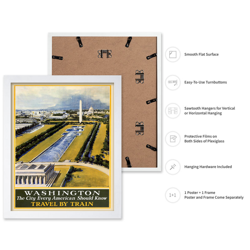 Voyage en train à Washington, Affiche, H 24 po x l 32 po, Encadrement blanc