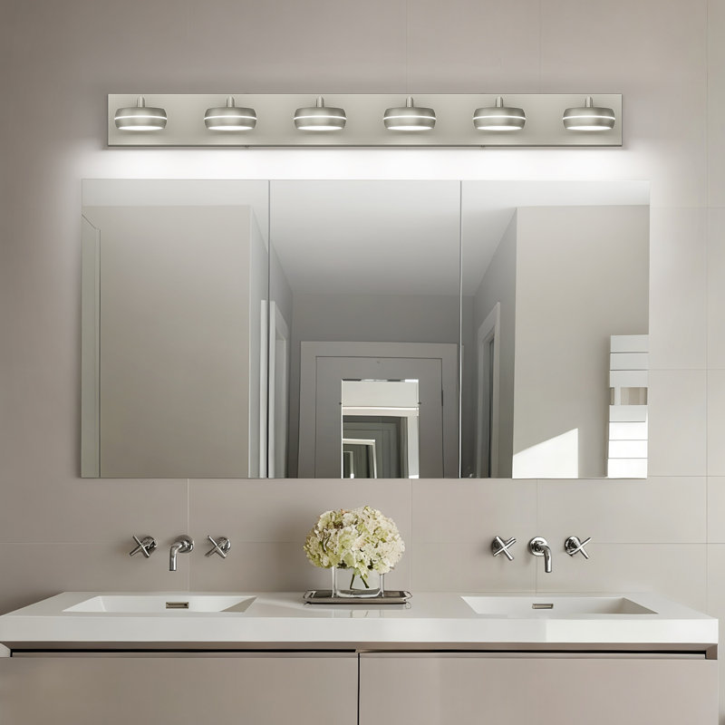 Dimmable LED Multi-Light Bathroom Vanity Fixture 5500K, 5.2" H x 42.9" W x 1.18" D, 6 Lights