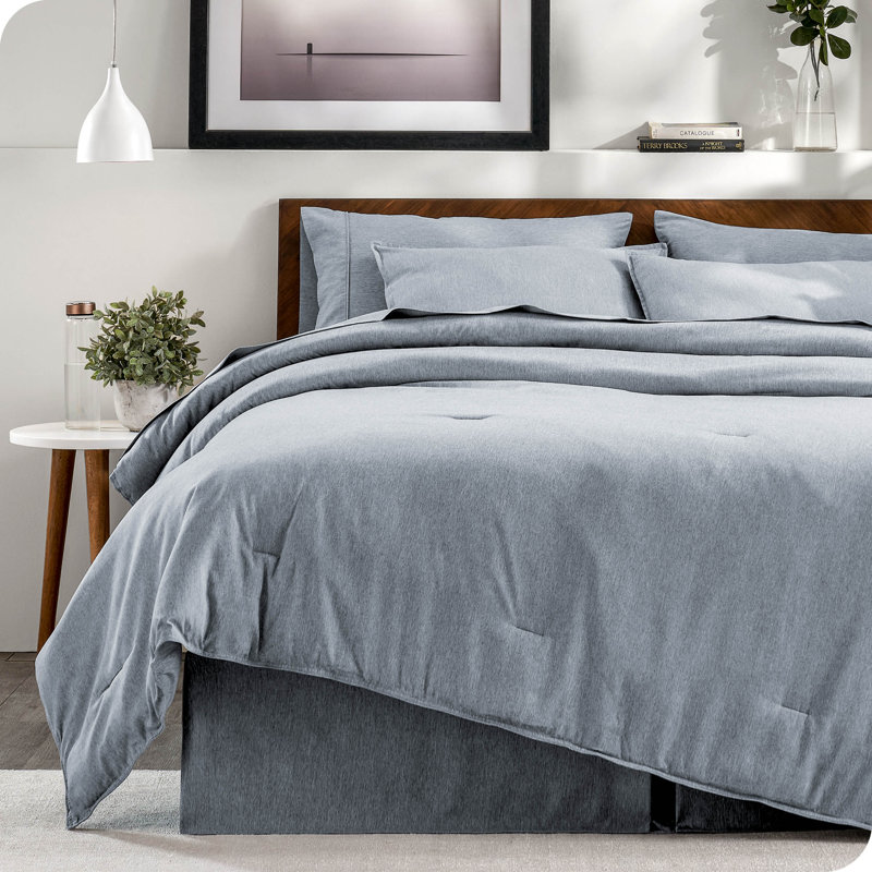 Heather Pebble Queen Microfiber Down Alternative Bedding Set