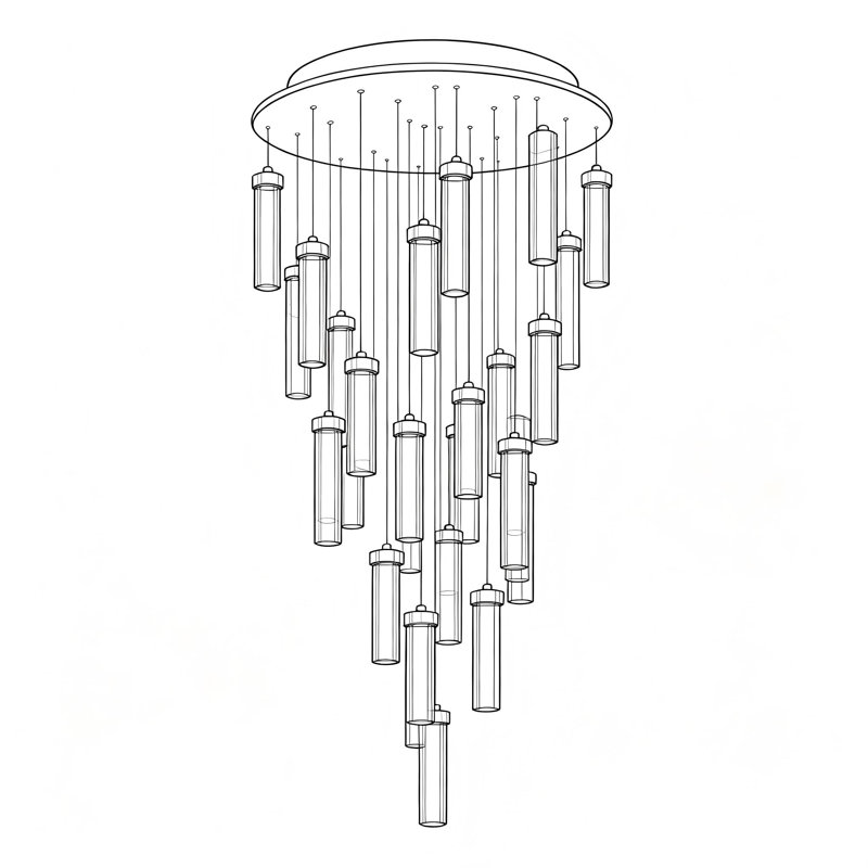 Suspension DEL à 18 lumières, intensité variable et longueur ajustable, 5760 lm