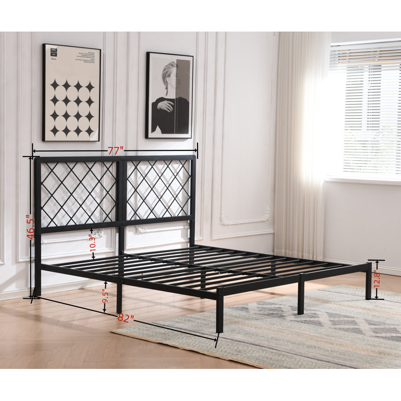 Konrad Metal Platform Bed, Black, King