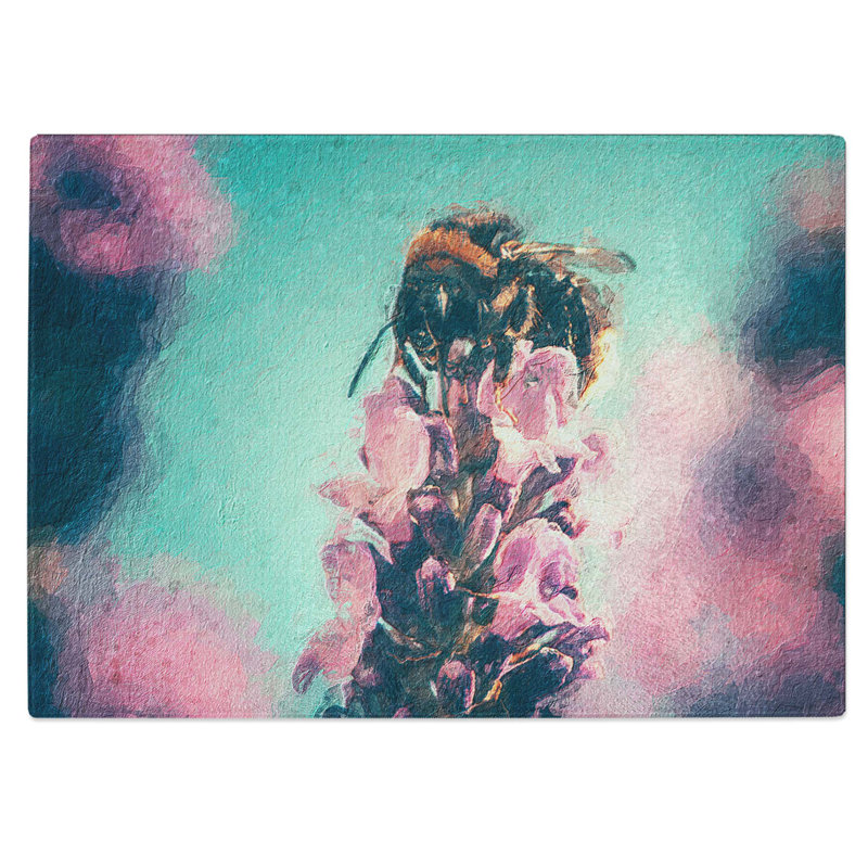 Tempered Glass Bee on a Flower Chopping Board, 39 cm W x 28.5 cm L