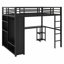 Structure de lit mezzanine avec garde-robe, bureau et tablettes de rangement