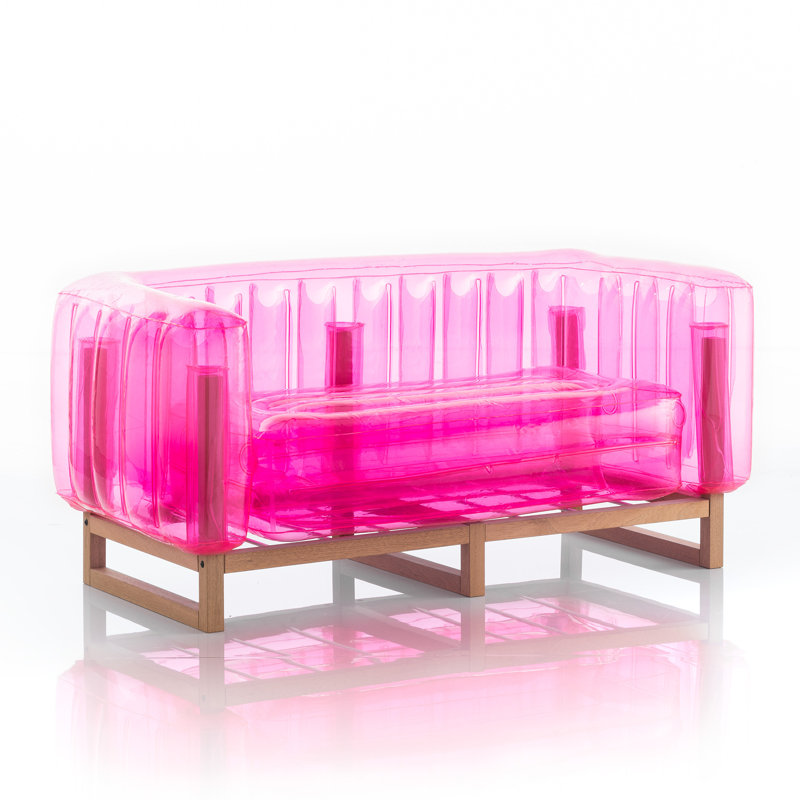 Yomi 151cm Wide Patio Sofa with Cushions, Pink