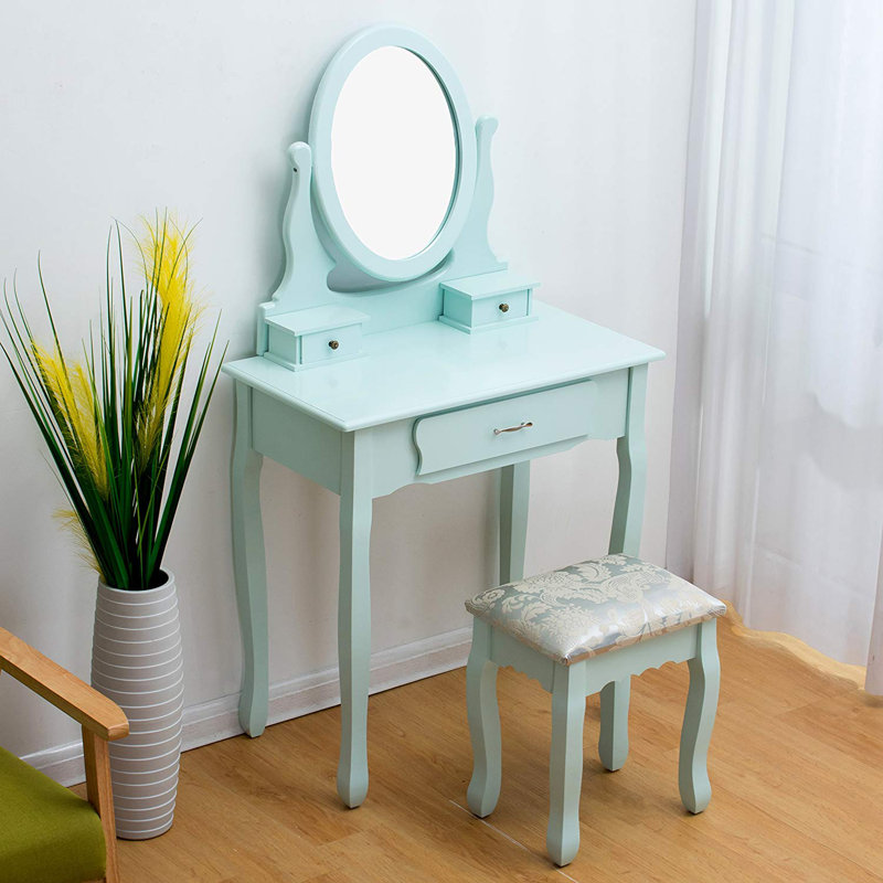 Condit Dressing Table with Mirror, Duck Egg