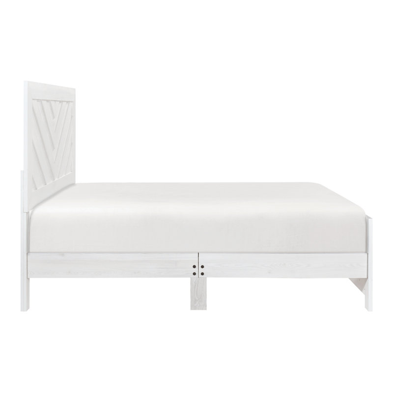 Lit double contemporain de style contemporain avec finition blanche et tête de lit
