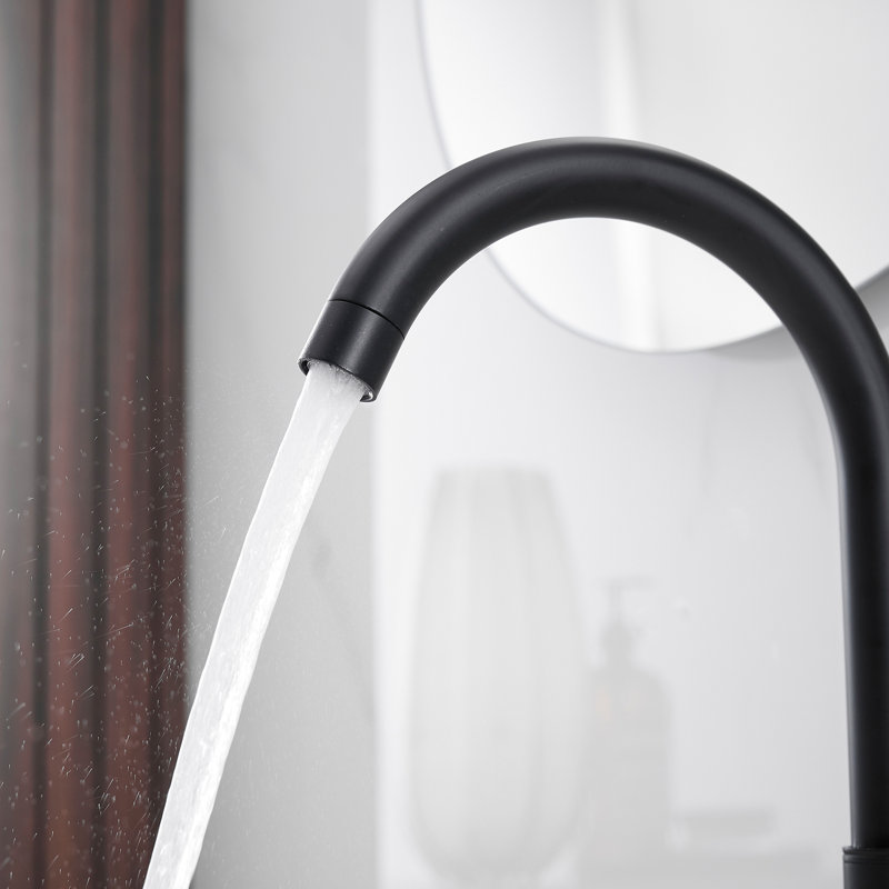 Robinet de lavabo de salle de bain monotrou automatique à fixation sur plateau avec robinet de mélange de température en noir mat