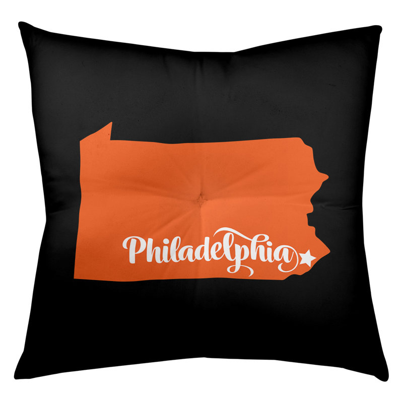 Coussin de sol touffeté nevada, 26 po x 26 po, Noir / Orange, Philadelphie