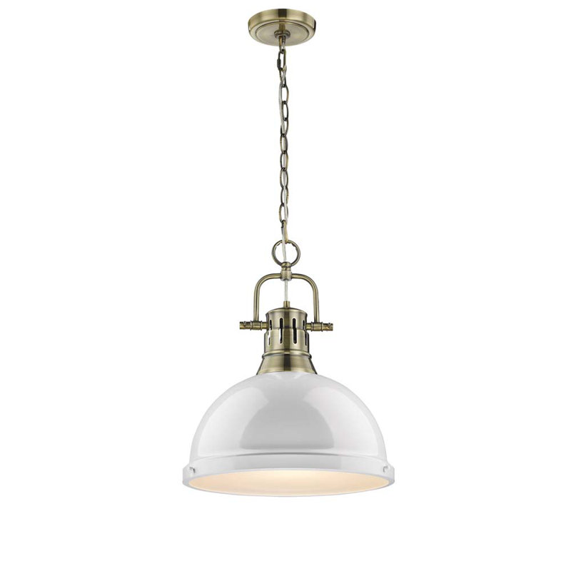 Alethia 1 - Light Pendant, White, Aged Brass