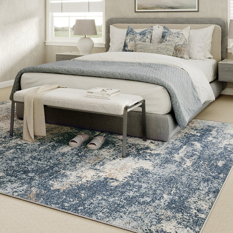 Asher Modern Abstract Machine Washable Area Rug With Non-Slip Backing, Rectangle 6' x 9'