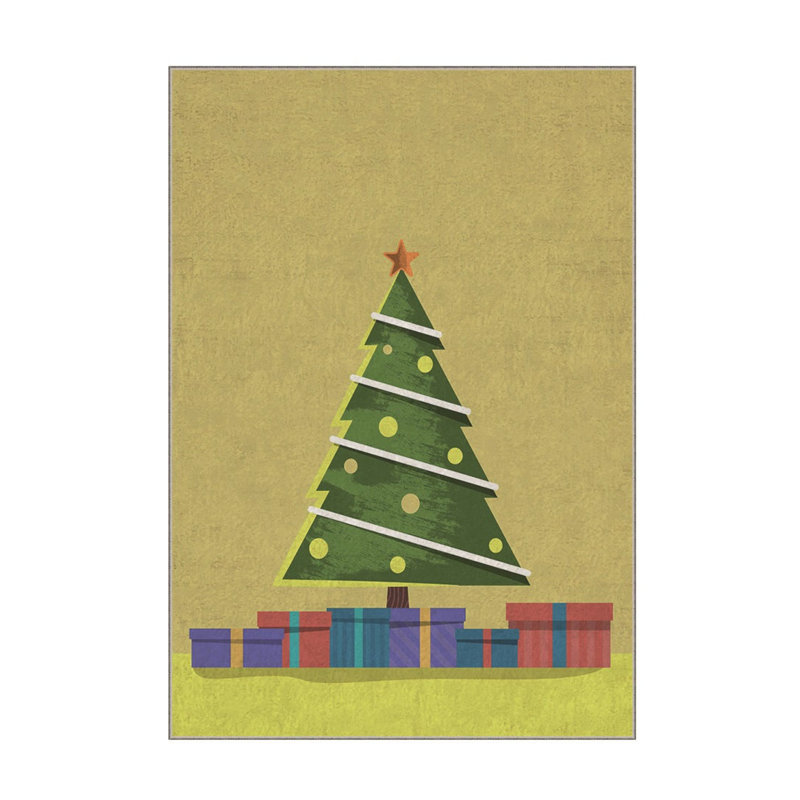 Tapis rectangulaire jaune en polyester tissé à la machine Brumbaugh, Rectangle 2 pi 7 po x 4 pi 7 po