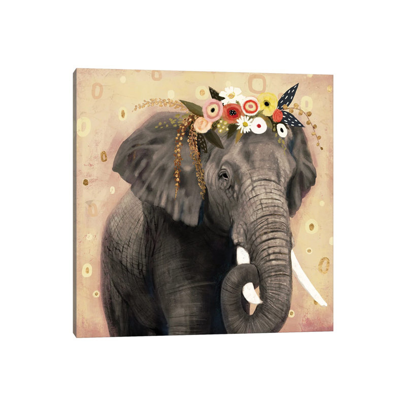 Klimt Elephant I 1 Piece Wrapped Canvas Wall Art, 93.98cm H x 93.98cm W x 1.91cm D