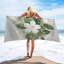 Serviette de plage à séchage rapide en microfibre à motif floral et feuilles blanches, 36 x 72 po