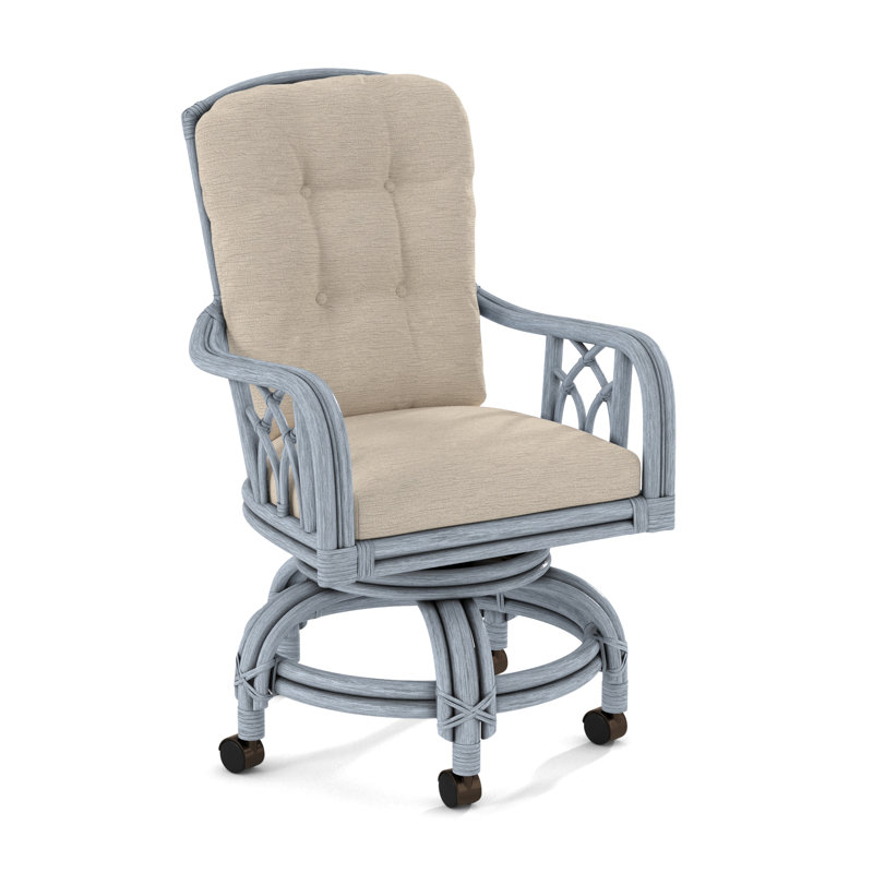 Edgewater Castered Arm Chair, Gray Sugar Performance; 0863-84, Sea Glass