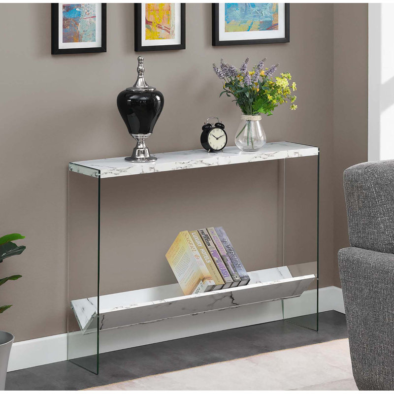 Allegonda 42'' Console Table, White Faux Marble
