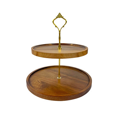 2 Tier Wood Decorative Trays Cupcake Tower Serving Stand Display Dessert Cookies Candy Buffets Holders For Home Tea Party Christmas Farmhouses Kitchen Decor