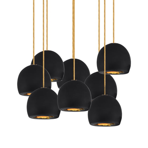 8 - Light Dimmable Dome Chandelier, 108" H x 24" W x 24" D, Brass, Matte Black/Brass