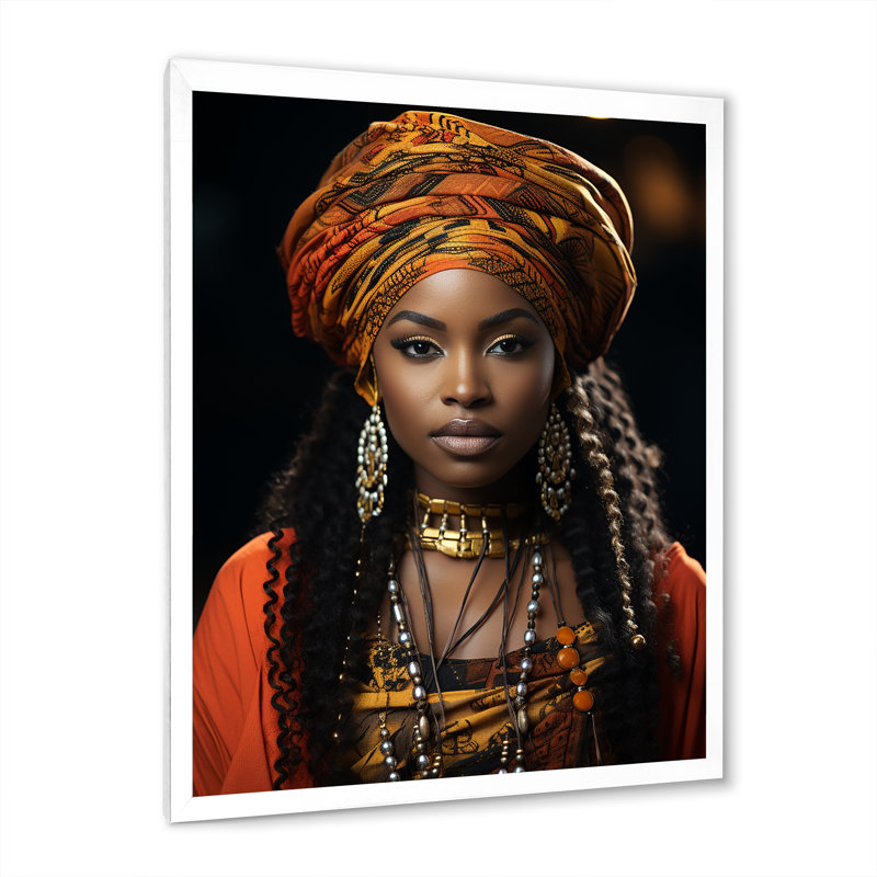 Kupra afro-américain noir sur toile, H 20 po x l 12 po x P 1 po, Cadre photo blanc
