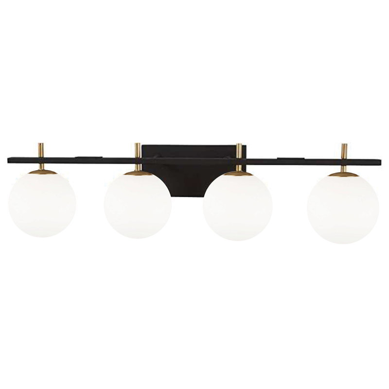 Jowan 4 Light Dimmable Vanity Light, Matte Black/Aged Brass