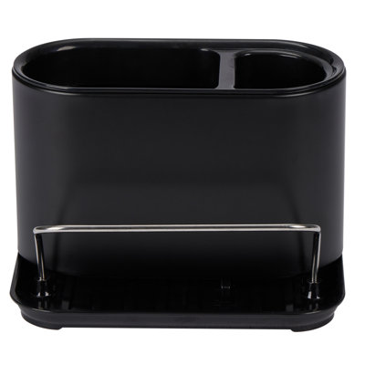 Kitchen Details 3-in-1 Stainless Steel Sink Organizer with Sponge Holder, Brush Holder & Dish Soap Dispenser | Self-Draining Kitchen Caddy | Countertop Storage