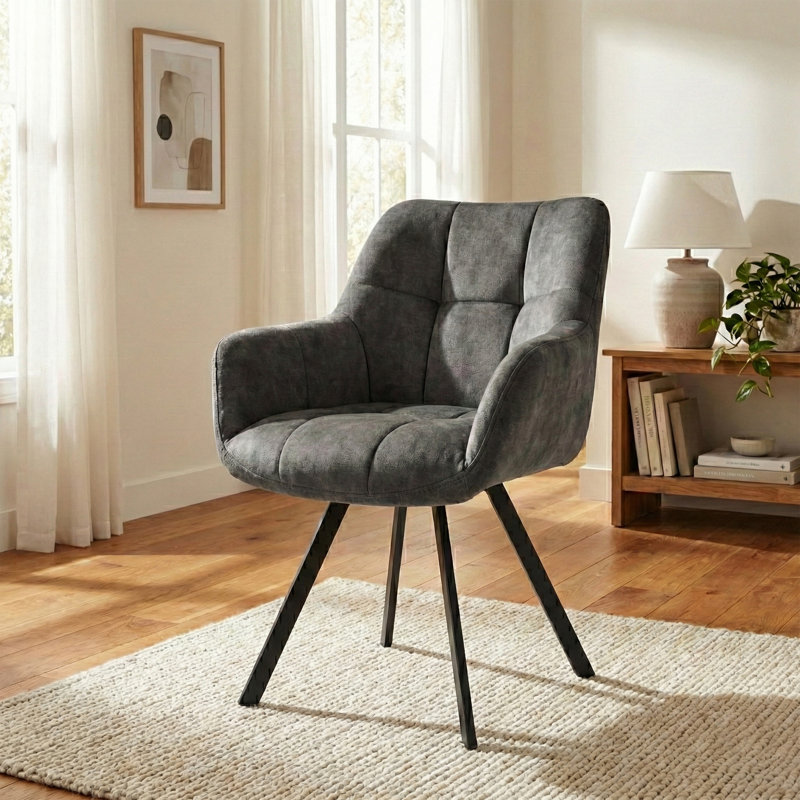 Basanti 48cm H Fabric Upholstered Armchair, Charcoal