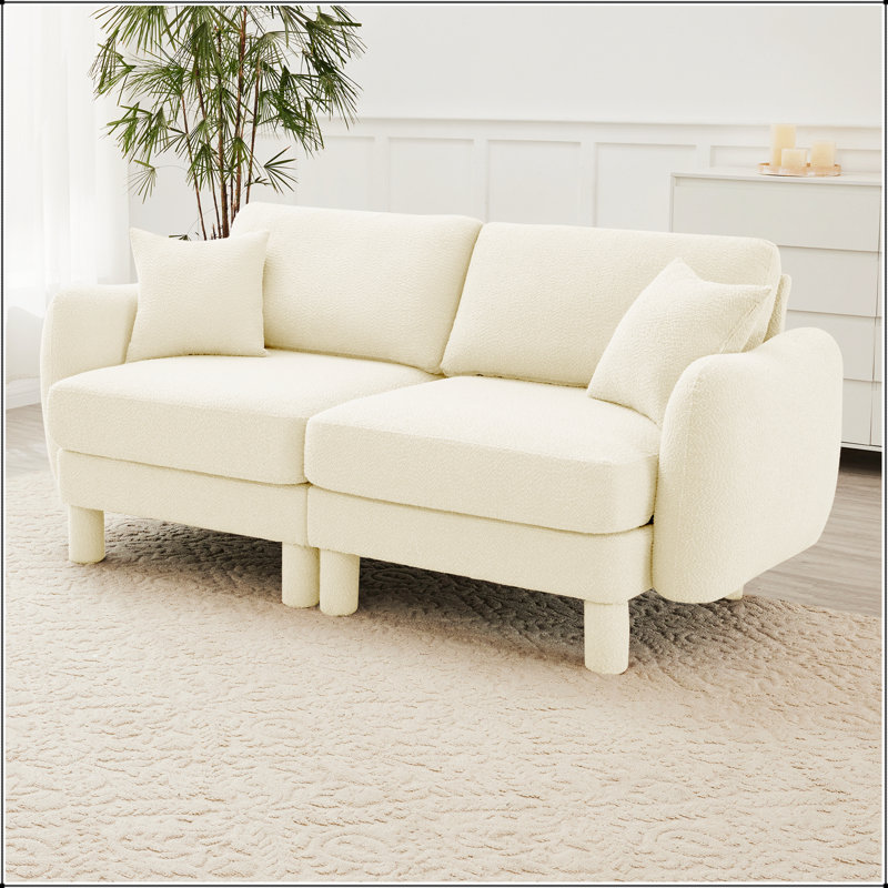 Canapé-lit à 2 places en tissu Boucle, Beige