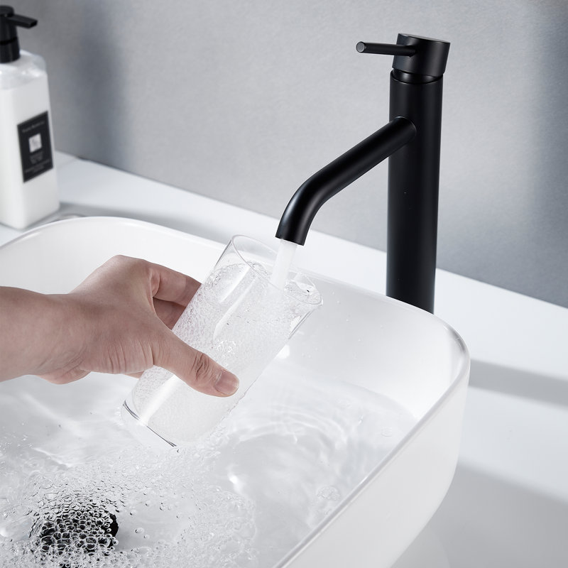 Modern Bathroom Vessel Sink Faucet Tall Bathroom Faucet Single Handle One Hole Bathroom Sink Faucet Stainless Steel Round Body With Pop Up Drain Basin Bowl Vanity Lavatory Mixer Tap For Above Counter Basin