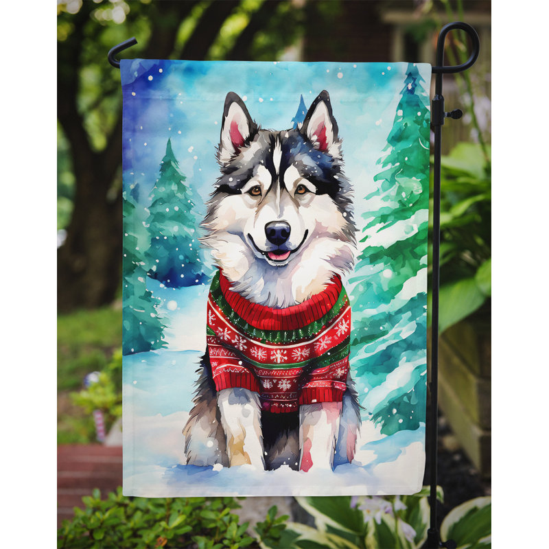 Drapeau de Noël du Malamute d’Alaska, H 15,5 po x l 11,25 po