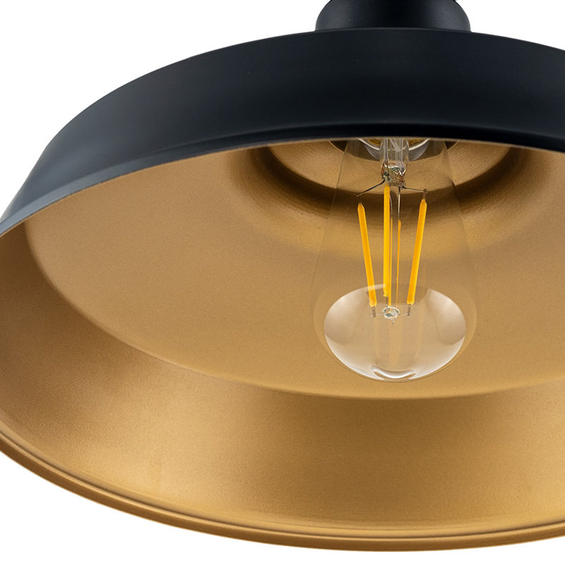 Adesewa Black Semi Flush Mount Ceiling Light, Matte Black