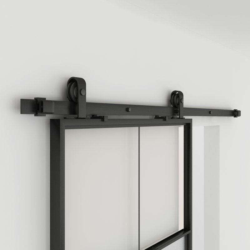 BARNSMITH 36 in. W x 84 in. H Clear Glass and MDF Clear Barn Door with Barn Door Hardware