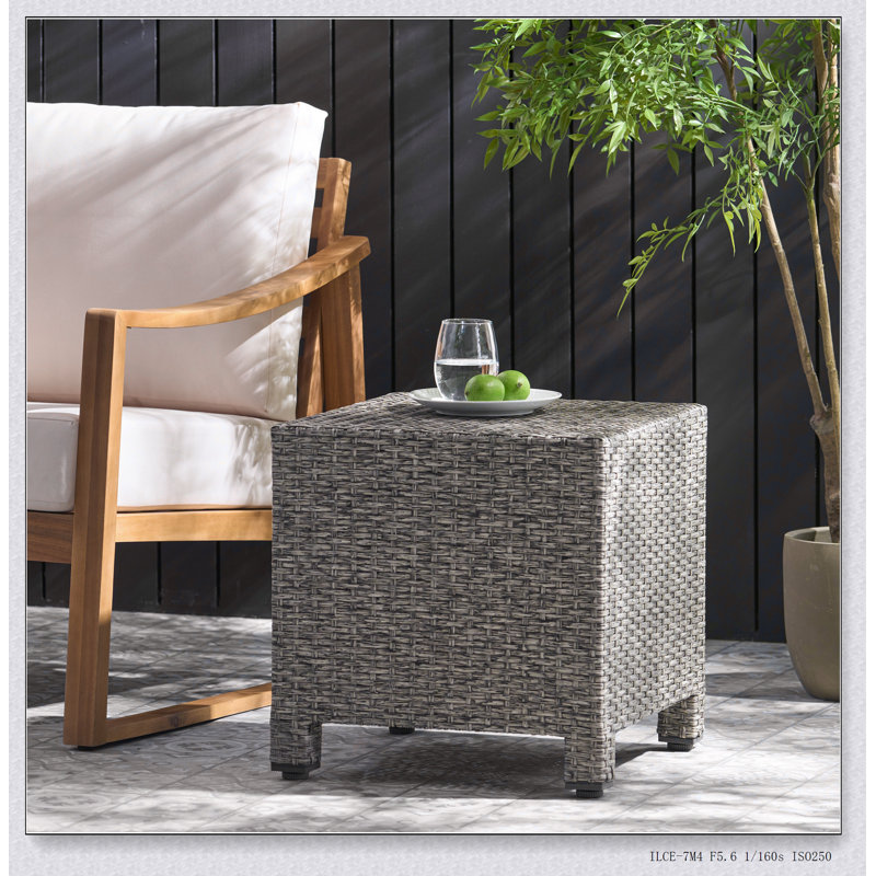 PUERTA ACCENT TABLE Polyethylene Rattan Cube Shape No Assembly 18.00” W x 18.00” D x 18.00” H