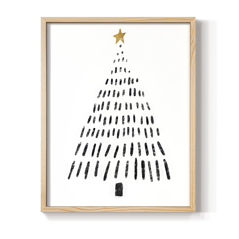 Christmas Tree Framed Print - Solid Wood, Natural, 11'' H x 9'' W