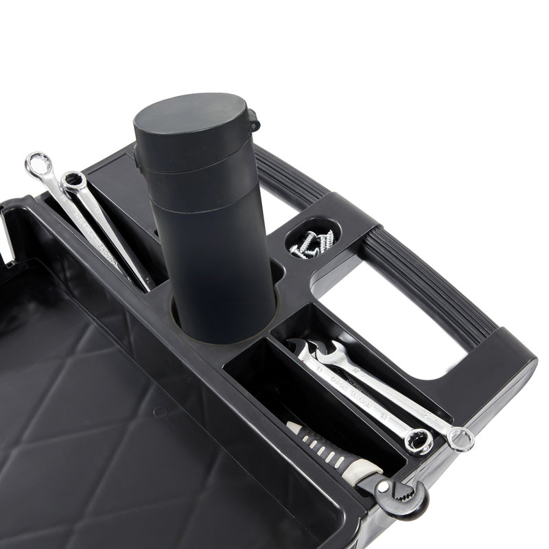 Black Heavy Duty 2-Shelf Rolling Utility Cart with Swivel Wheels