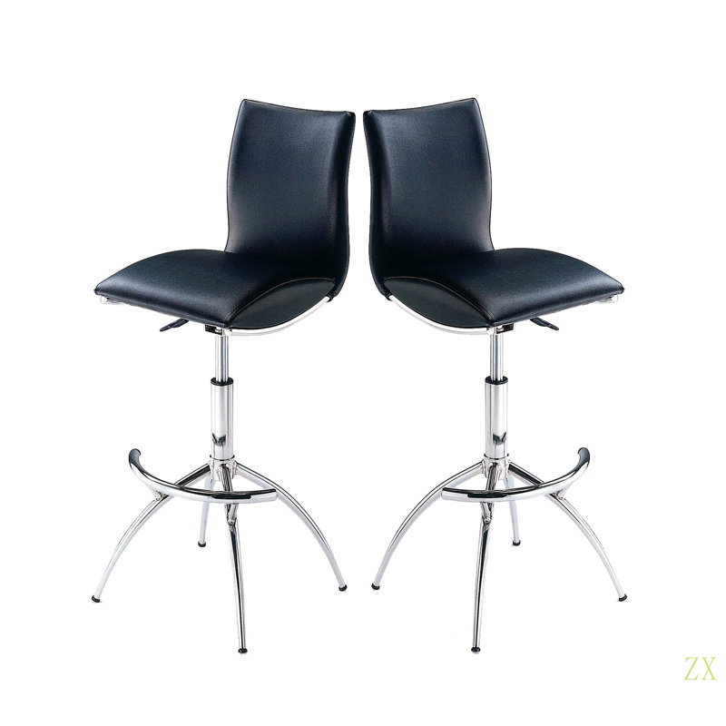 Tabouret de bar moderne en similicuir / hauteur réglable chrome, Marine