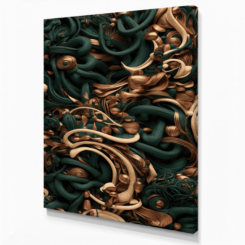 «Abstract Shapes 100», art mural sur toile verte, H 18 po x l 12 po