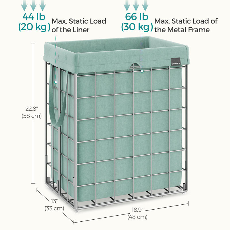 Collapsible Laundry Hamper, Green/White