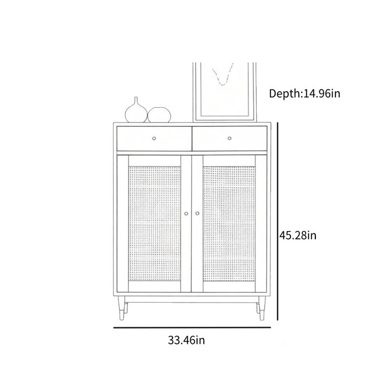 Armoire de rangement simple à chaussures en rotin, Noyer/brun