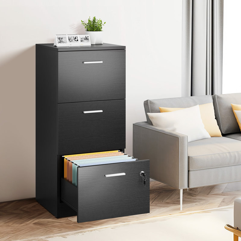 Haafila 3 Drawer Filing Cabinet, Black
